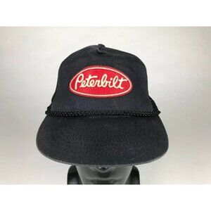 KC Mens Black Embroidered Logo Peterbilit Fits All Trucker Cap Size One‎